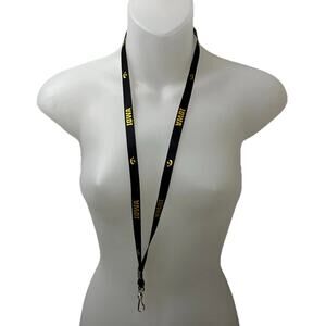 University of Iowa Hawkeyes Lanyard Black UI Pride screen printed school logo